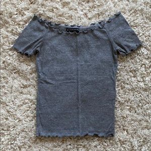 Off-the-Shoulder Grey Crop Top